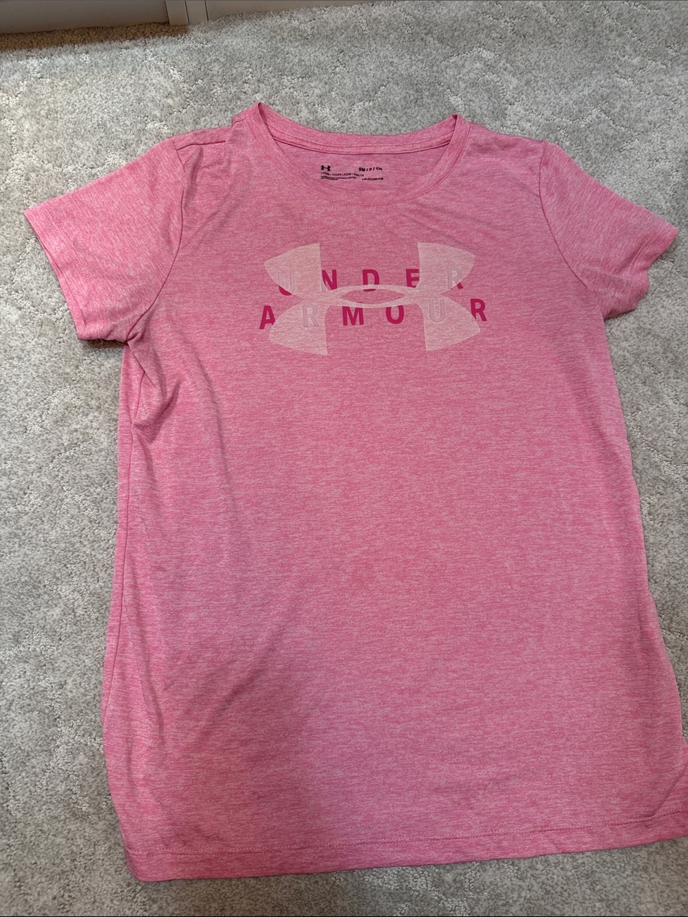 Under Armour Heather Pink Girls' Short Sleeve Logo Tee